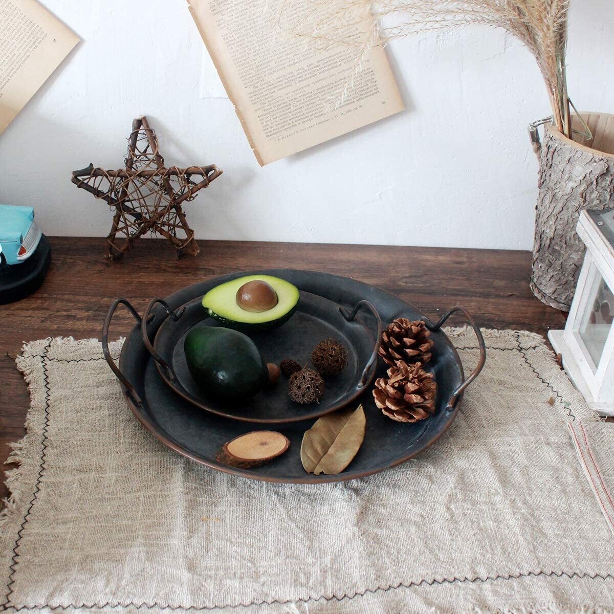 Industrial Style Metal Iron Tray for Home Decor, Serving, and Stylish Organization