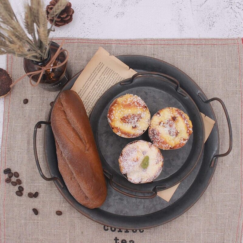 Industrial Style Metal Iron Tray for Home Decor, Serving, and Stylish Organization