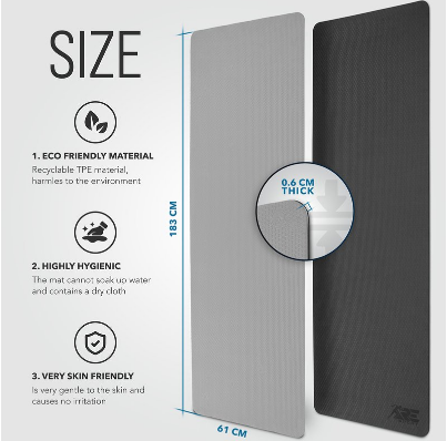 Gymnastics, Yoga &amp; Fitness Mat for Home Workout, Exercise, and Pilates with Non-Slip Surface