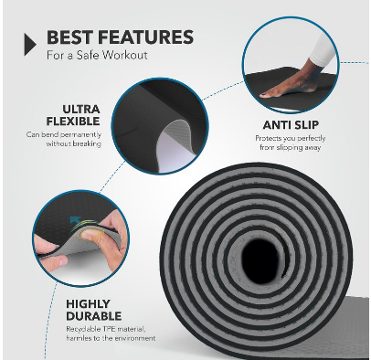 Gymnastics, Yoga &amp; Fitness Mat for Home Workout, Exercise, and Pilates with Non-Slip Surface