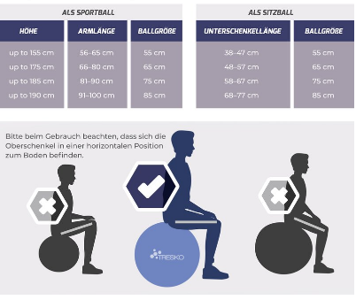 Gymnastic Ball With Free Exercise Poster Incl. Air Pump BPA-Free Seat Ball Anti-Burst Yoga Ball 300 kg Fitness Yoga Core