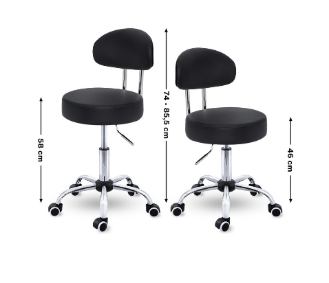 swivel stool with backrest Roller Stool, Work Stool, Height-Adjustable 47-60 Cm, Swivel Stool with Wheels, Office Chair, Swivel Chair, Cosmetic Stool