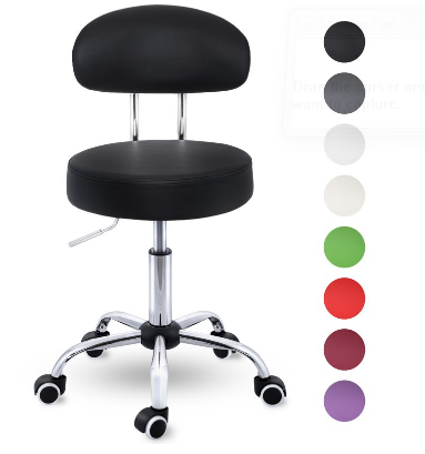 swivel stool with backrest Roller Stool, Work Stool, Height-Adjustable 47-60 Cm, Swivel Stool with Wheels, Office Chair, Swivel Chair, Cosmetic Stool