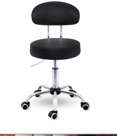 swivel stool with backrest Roller Stool, Work Stool, Height-Adjustable 47-60 Cm, Swivel Stool with Wheels, Office Chair, Swivel Chair, Cosmetic Stool