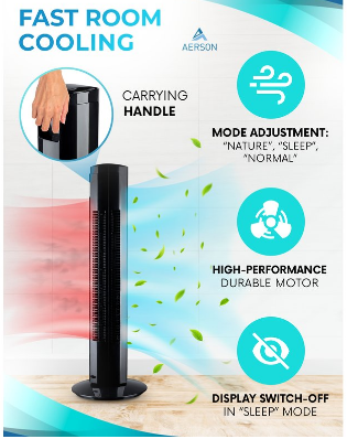 Tower Fan 45 W with Remote Control Pedestal Fan