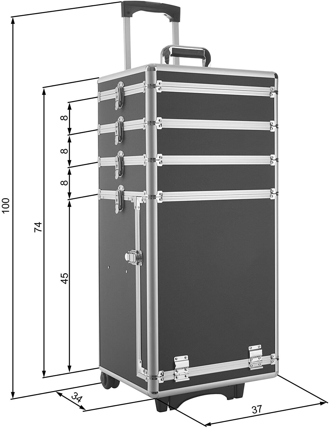 Cosmetics Makeup Beauty Case Trolley with Multiple Compartments, Rolling Organizer in Different Colours