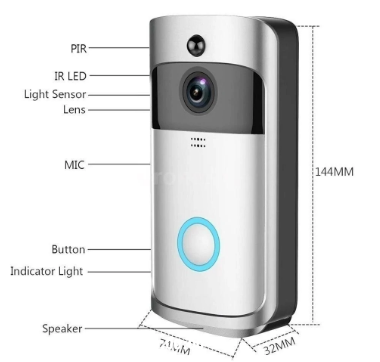 Smart Wifi Video Doorbell Intercom PIR Detection ,Camera Night Vision, Cloud Storage