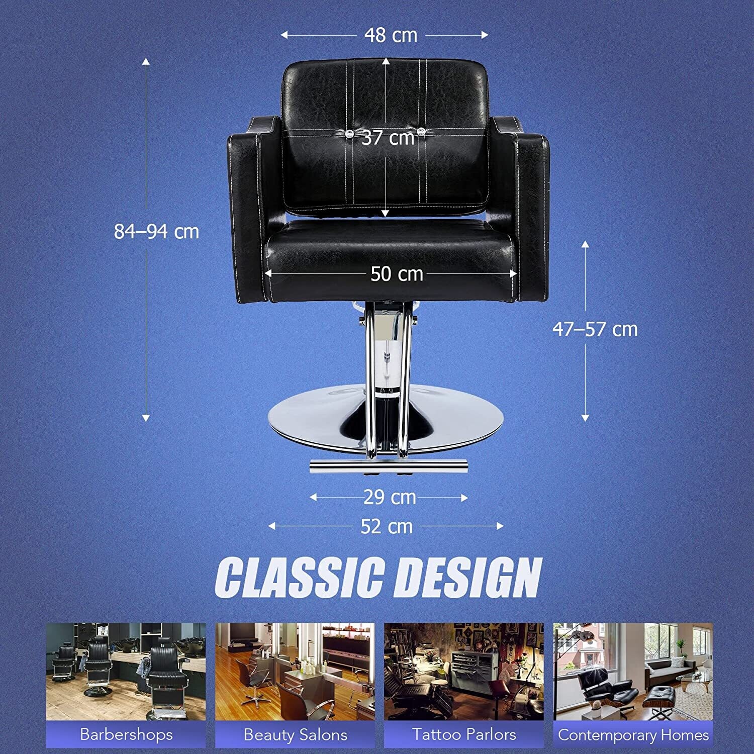 Classic Barber Chair Height Adjustable Hydraulic Operating Chair for Hairdressing, Salon Equipment