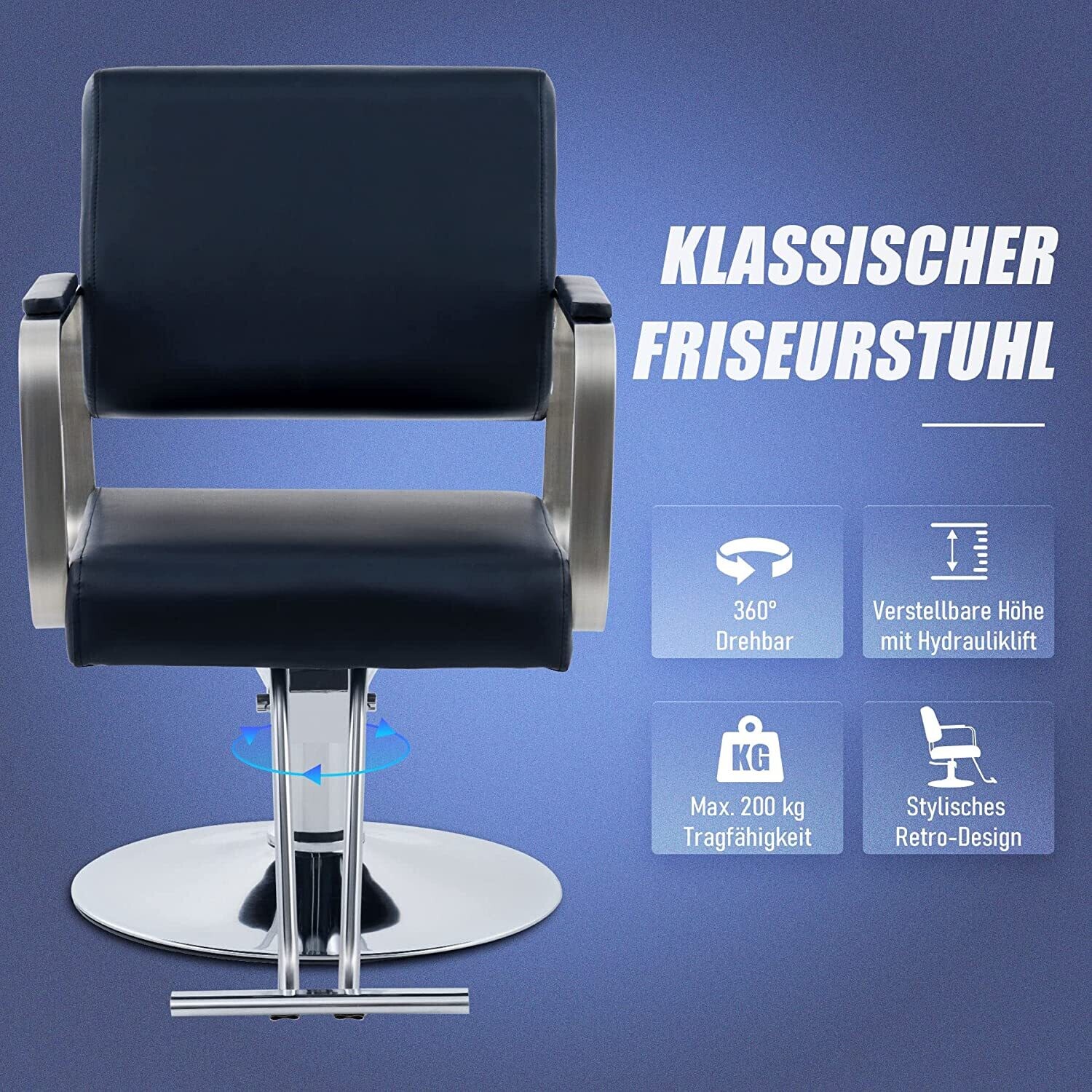 Hydraulic Control Hairdressing Barber Chair System with 200kg Capacity for Professional Salon Use