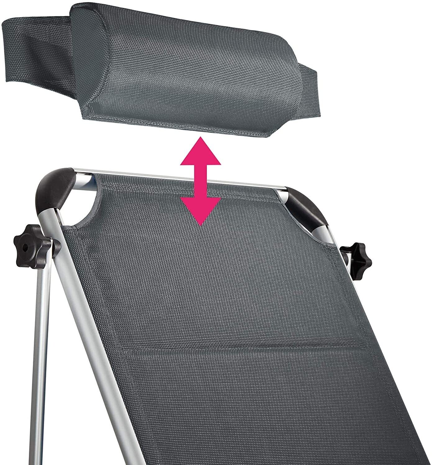 Foldable Aluminium Garden Lounger with Roof, Pillow, Padded Lying Surface, 6-Way Adjustable Backrest, and Two Carry Handles for Outdoor Relaxation