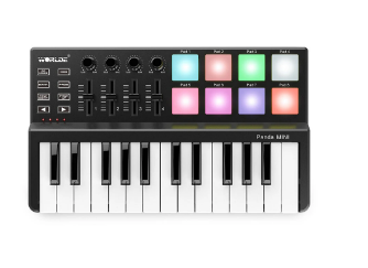 Panda Mini Portable 25-Key USB Keyboard Drum Pad and MIDI Controller