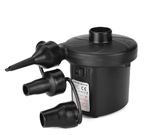 Electric Air Pump with 3 nozzles, ideal for inflating cushions, air mattresses, swimming rings, and boats.