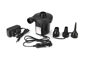 Electric Air Pump with 3 nozzles, ideal for inflating cushions, air mattresses, swimming rings, and boats.