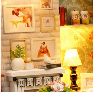Cuteroom Forest Times Kits Wood Dollhouse Miniature DIY House, 3D Model Kit with Furniture and Accessories