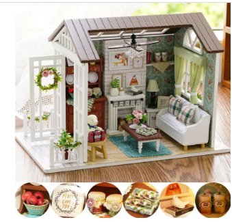 Cuteroom Forest Times Kits Wood Dollhouse Miniature DIY House, 3D Model Kit with Furniture and Accessories