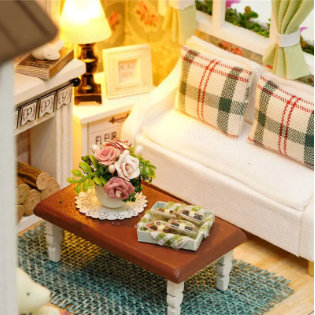 Cuteroom Forest Times Kits Wood Dollhouse Miniature DIY House, 3D Model Kit with Furniture and Accessories