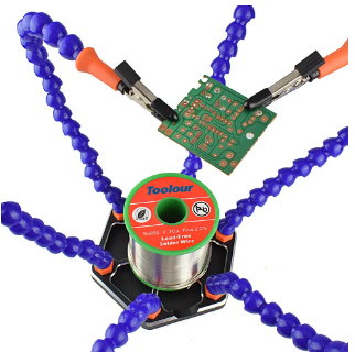 Six Arms Soldering Iron Stand Holder with  Helping Hands Magnifier