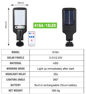 LED Solar Street Light Outdoor Wall Light COB Waterproof