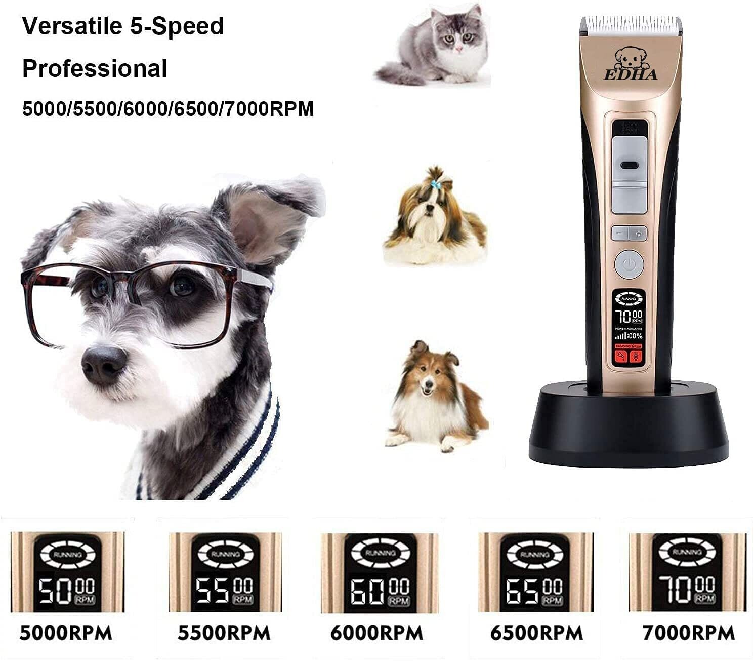 Dog Clipper Pet Hair Trimmer Kit – Professional Grooming Kit for Dogs, Cats, and Pets with Adjustable Blades and Quiet Operation