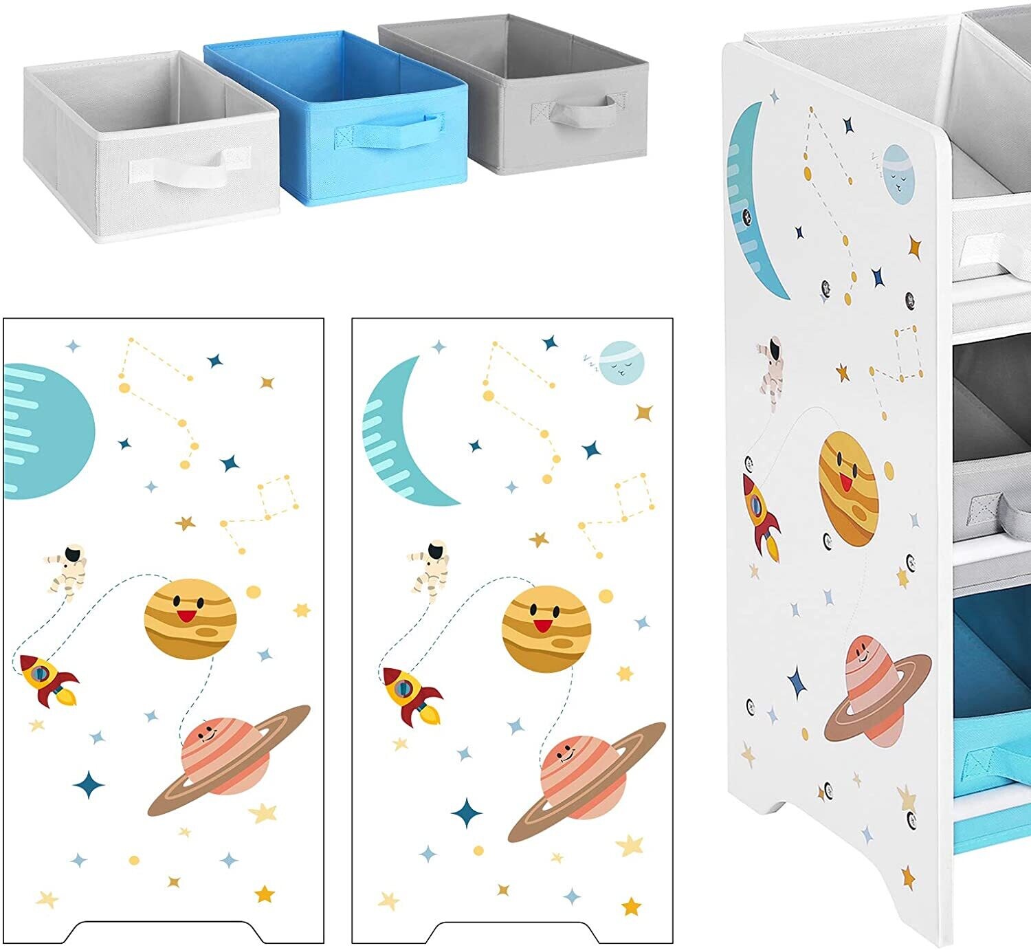 Children&#39;s Room Shelf Toy Organizer Bookcase with 9 Storage Boxes, Kids Room Storage Unit, Multi-Compartment Book and Toy Organizer for Toddlers