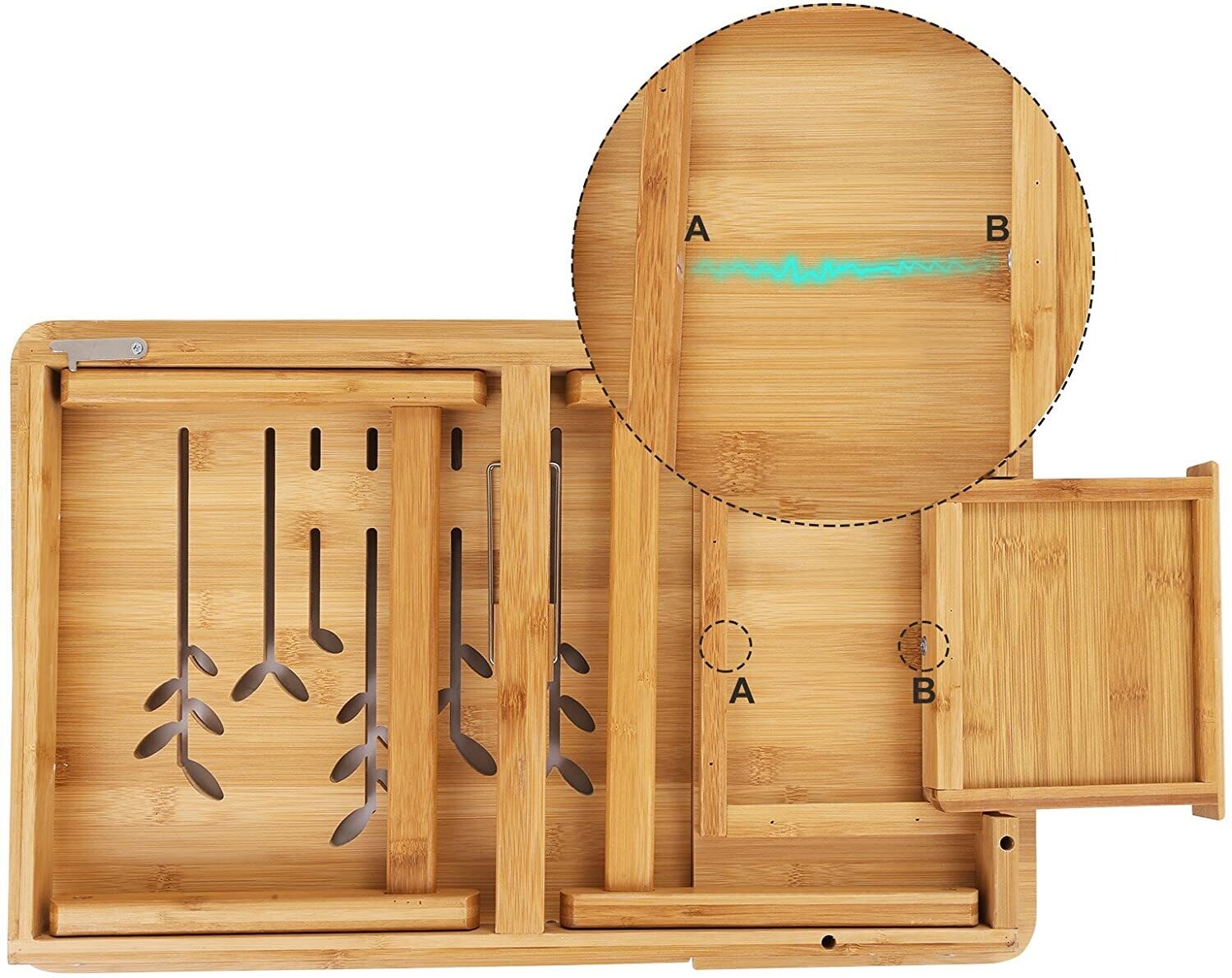 Folding Laptop Table for Sofa or Bed with Mobile Phone Holder, Pen Holder, and Convenient Drawer Storage