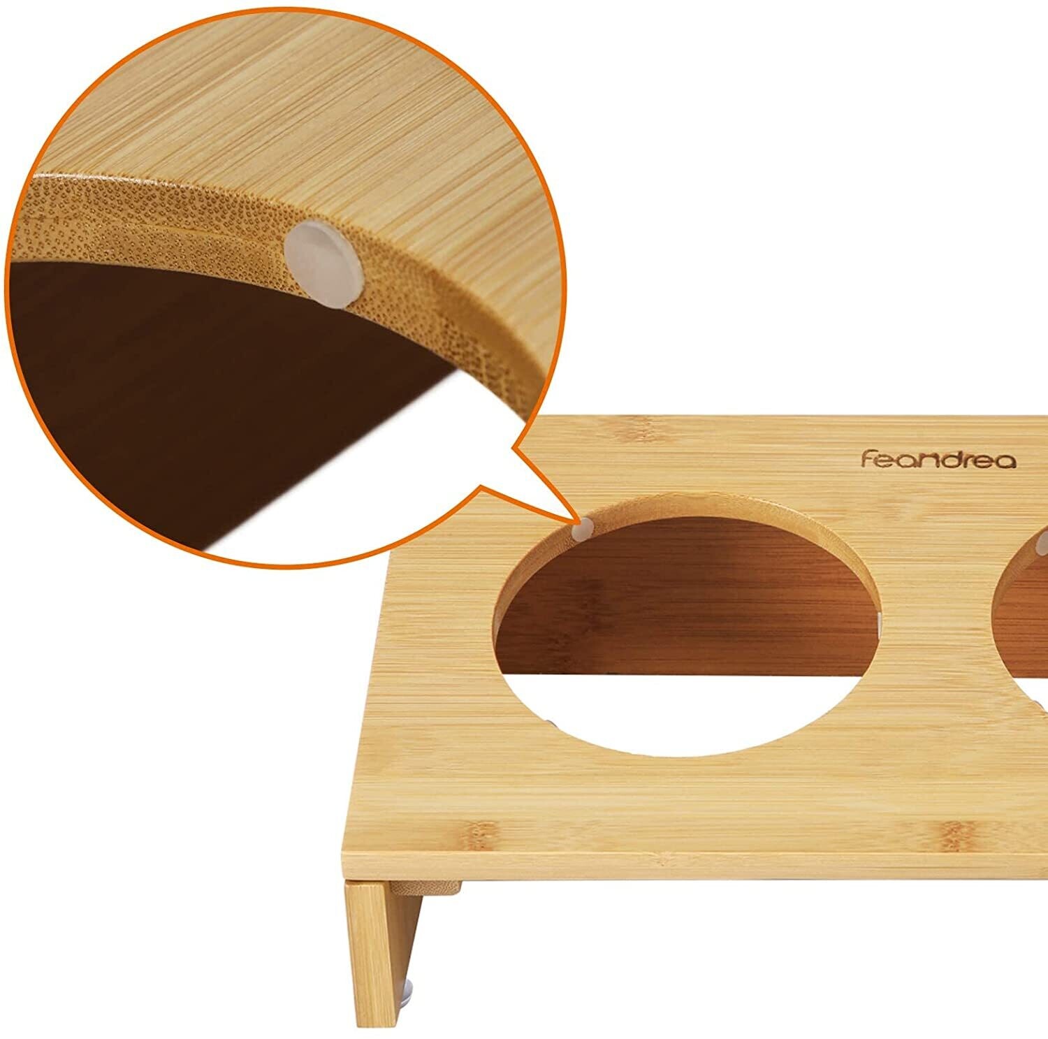 Bowl with Bamboo Frame and 2 Feeding Bowls for Dogs &amp; Cats – Elevated Design for Comfortable Feeding, Non-Slip Base, and Eco-Friendly Bamboo Stand