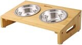 Bowl with Bamboo Frame and 2 Feeding Bowls for Dogs &amp; Cats