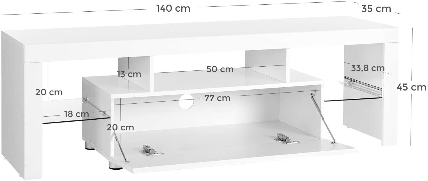 Large TV Cabinet &amp; Lowboard for Living Room with LED Lighting