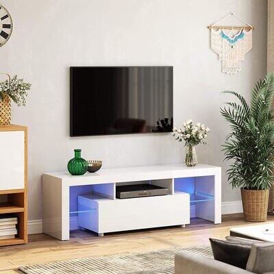 Large TV Cabinet & Lowboard for Living Room with LED Lighting