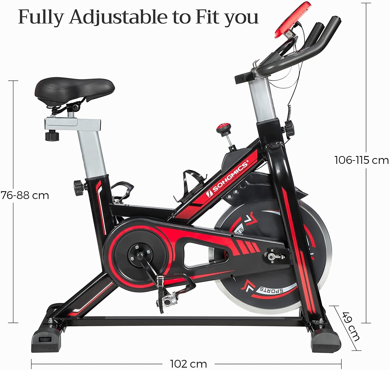 Exercise Bike with Adjustable Handlebar, Seat, and Resistance – Customizable Workout for Home Fitness and Weight Loss