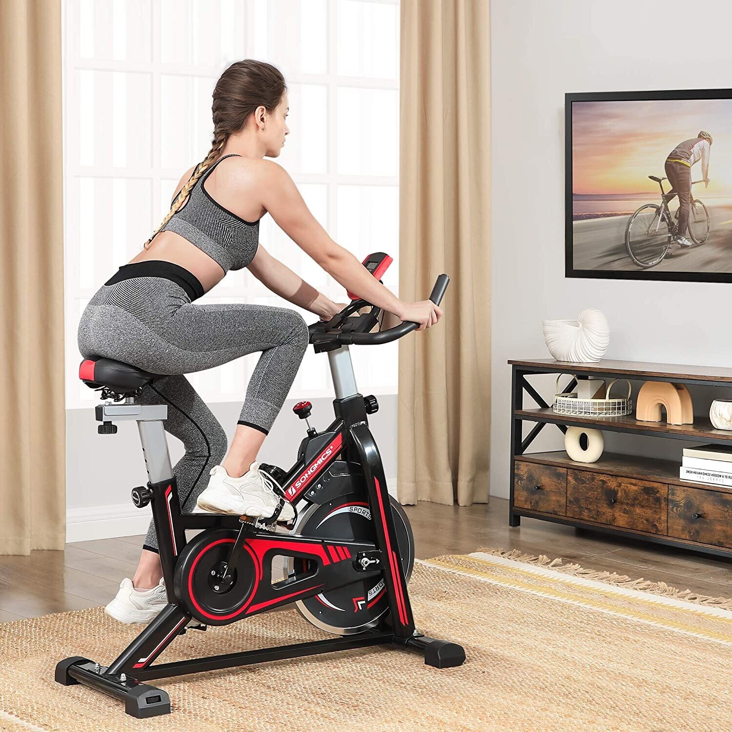 Exercise Bike with Adjustable Handlebar, Seat, and Resistance – Customizable Workout for Home Fitness and Weight Loss