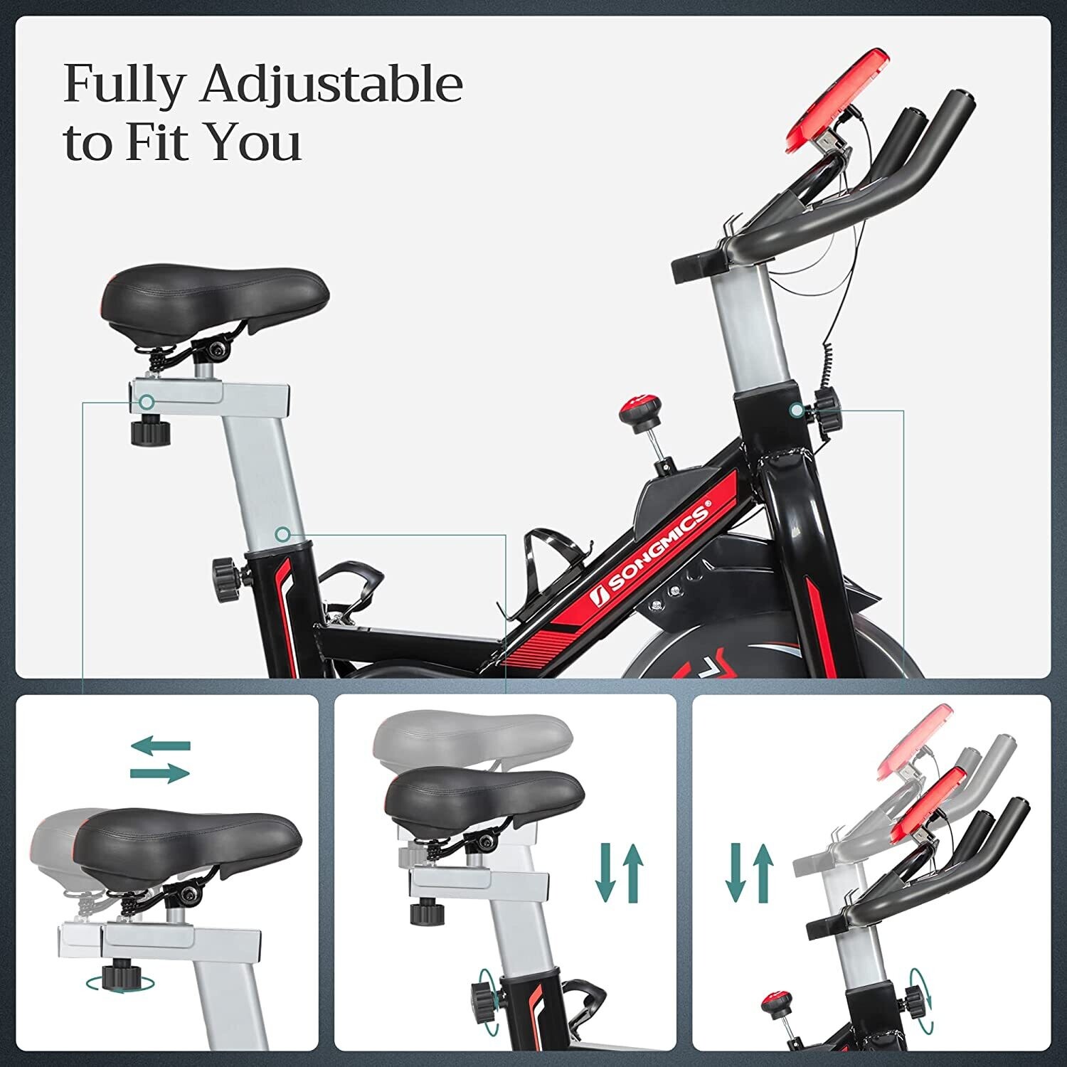 Exercise Bike with Adjustable Handlebar, Seat, and Resistance – Customizable Workout for Home Fitness and Weight Loss