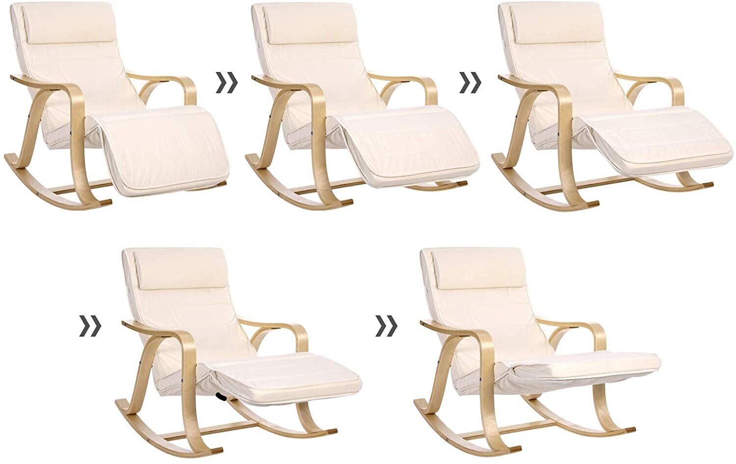 Rocking Chair, Recliner, 5-Way Adjustable Calf Support
