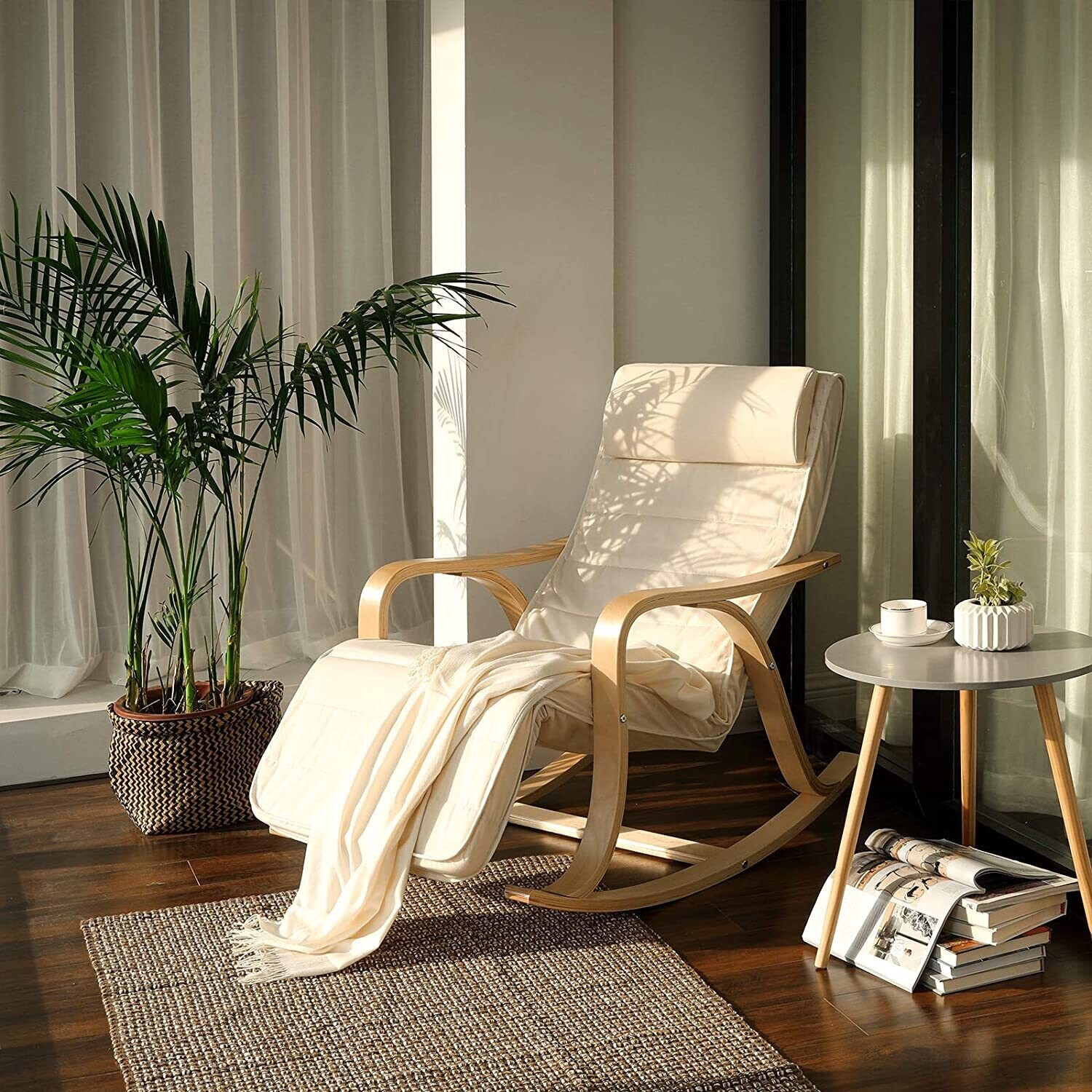 Rocking Chair, Recliner, 5-Way Adjustable Calf Support