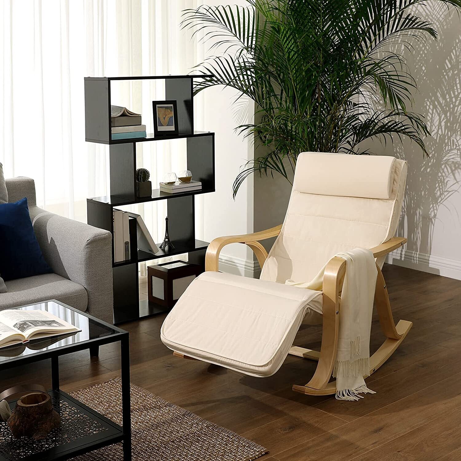 Rocking Chair, Recliner, 5-Way Adjustable Calf Support