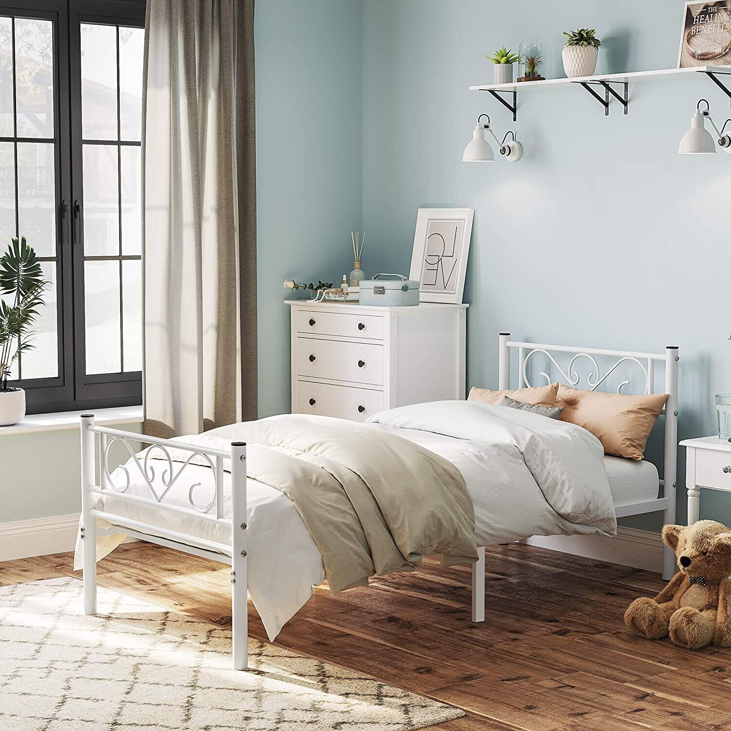 Single Bed Frame, Fits 90 x 190 cm Mattress
