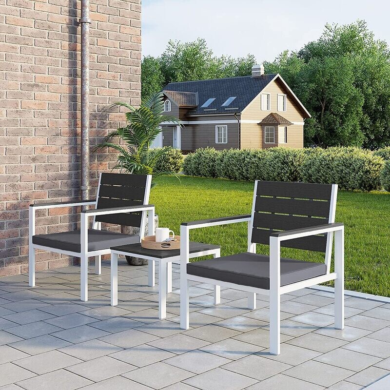 Set of 3 Garden Furniture 2 Chairs 1 Garden