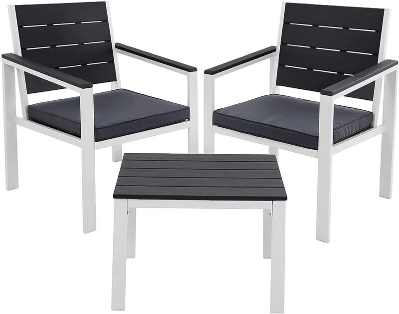 Set of 3 Garden Furniture 2 Chairs 1 Garden