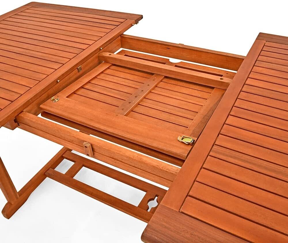 Wood Extendable 150-200 cm Weatherproof Garden Patio Table Dining Table