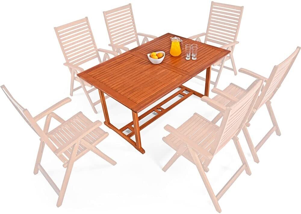 Wood Extendable 150-200 cm Weatherproof Garden Patio Table Dining Table