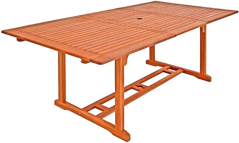 Wood Extendable 150-200 cm Weatherproof Garden Patio Table Dining Table