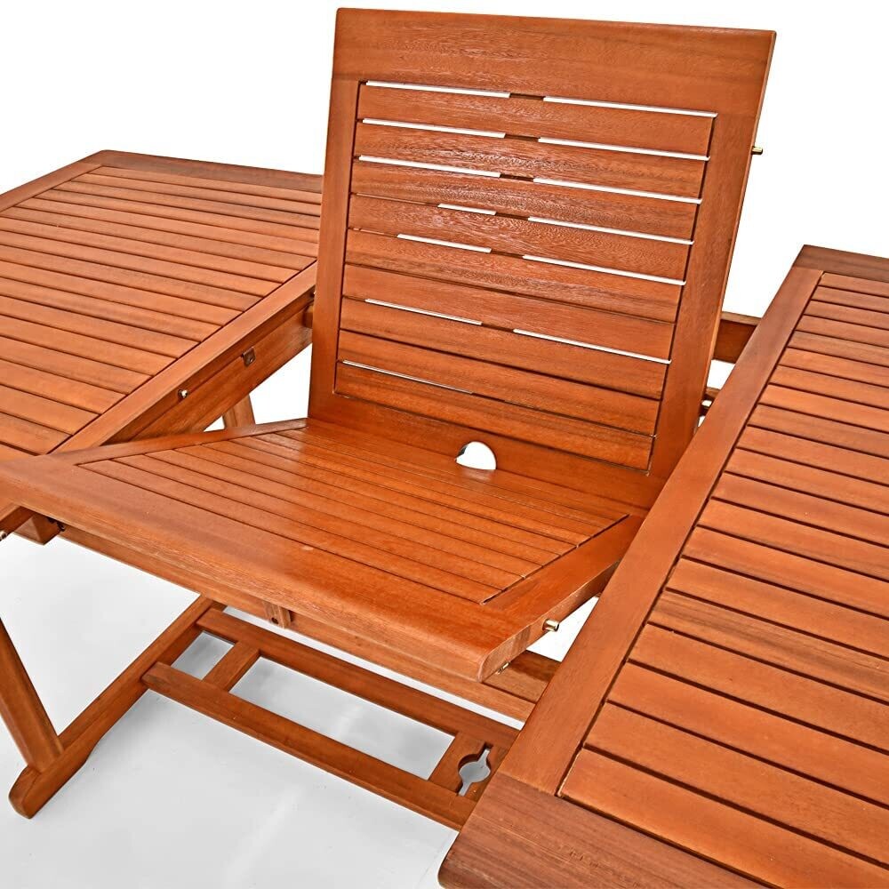 Wood Extendable 150-200 cm Weatherproof Garden Patio Table Dining Table