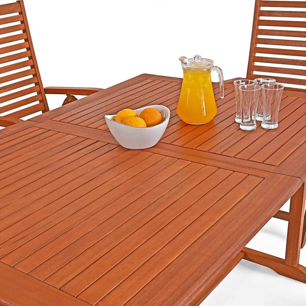 Wood Extendable 150-200 cm Weatherproof Garden Patio Table Dining Table
