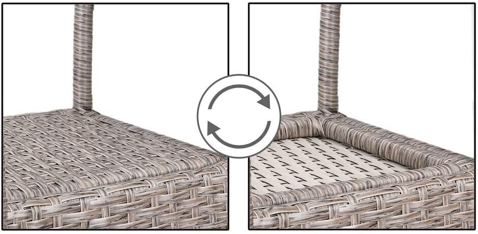 Polyrattan Side Table/Garden Table with Frosted Glass