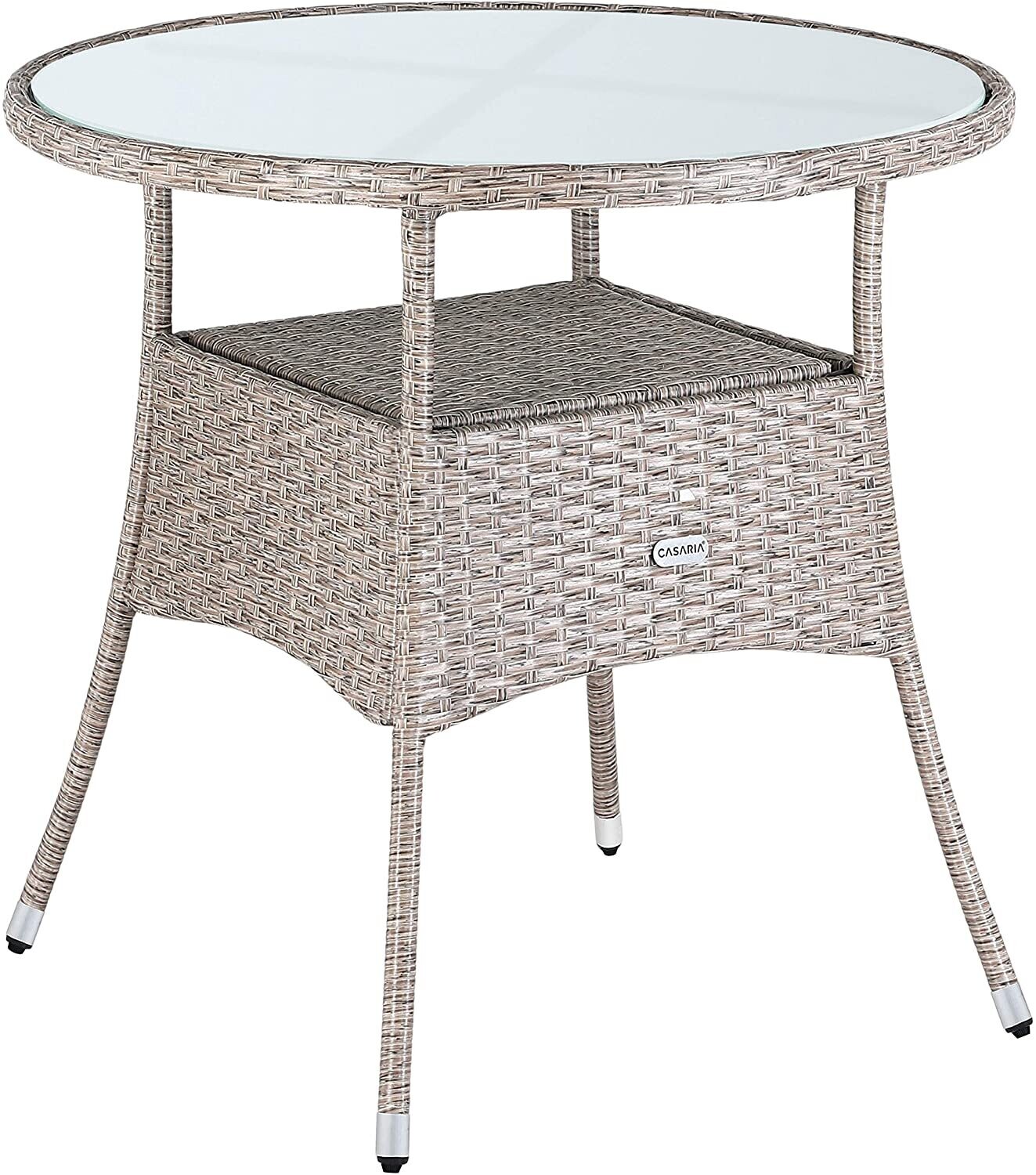 Polyrattan Side Table/Garden Table with Frosted Glass