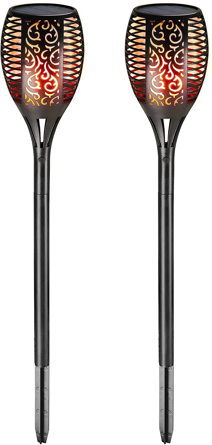 Set of 2 Weatherproof Garden Torches Solar