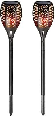 Set of 2 Weatherproof Garden Torches Solar