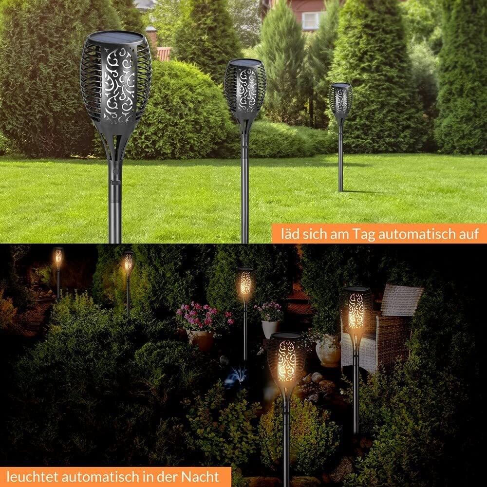 Set of 2 Weatherproof Garden Torches Solar