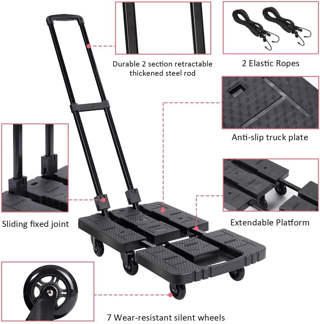 Heavy Duty Folding Hand Truck Trolley for Easy Transport of Heavy Loads, Collapsible Cart for Home, Office, and Industrial Use
