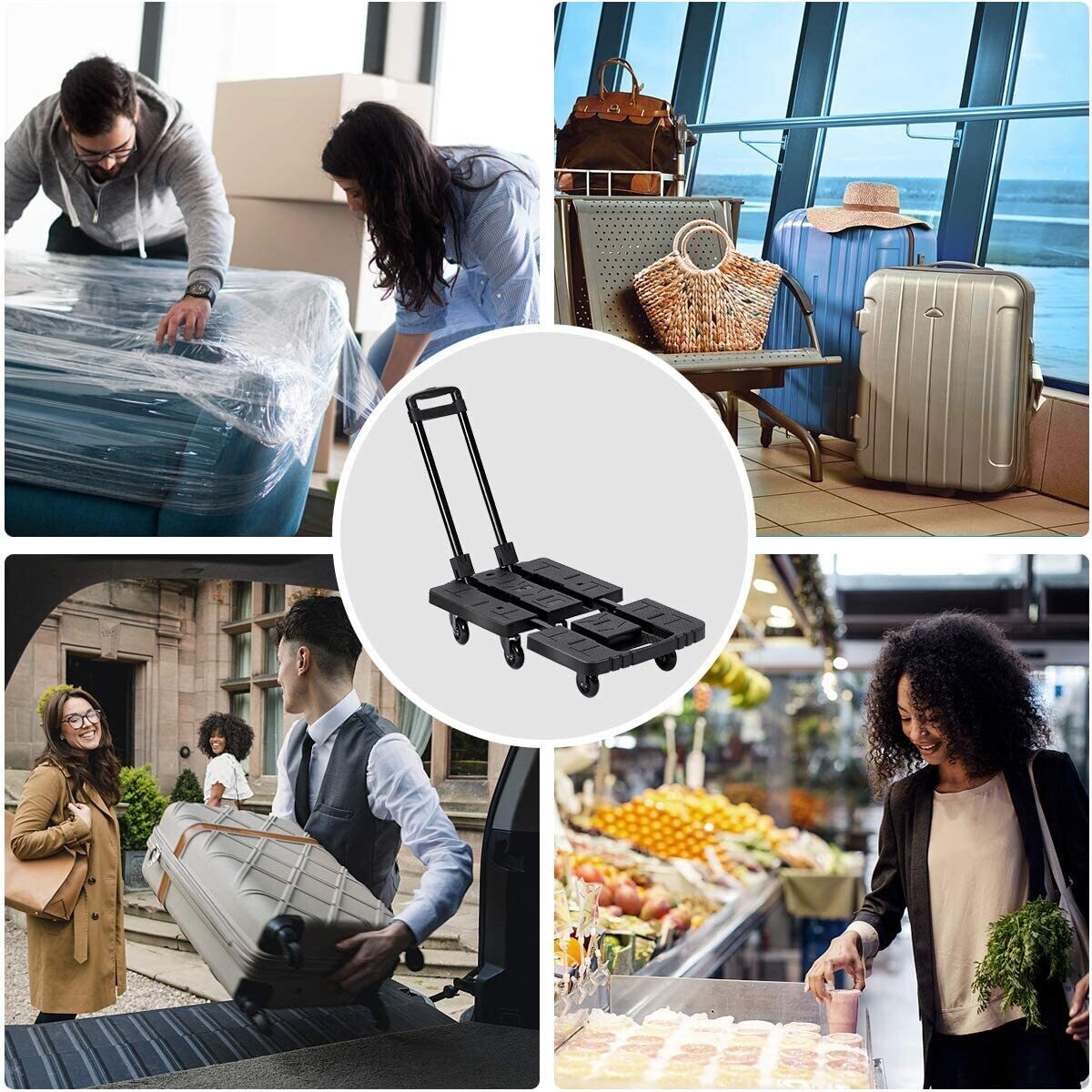 Heavy Duty Folding Hand Truck Trolley for Easy Transport of Heavy Loads, Collapsible Cart for Home, Office, and Industrial Use